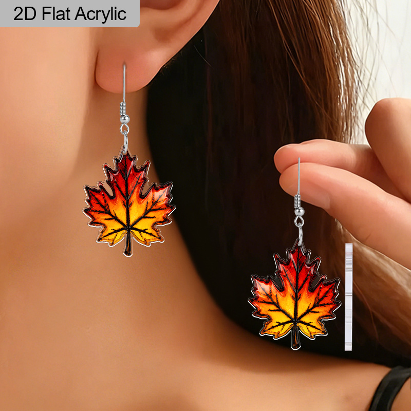 Colorful Maple Leaf Acrylic Earrings for Women